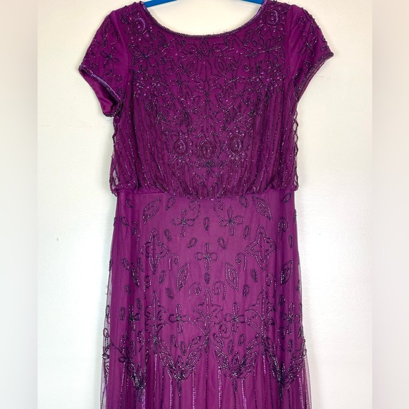 ADRIANNA PAPELL Womens Sequined Long Evening Gown Purple Size 8 - Picture 3 of 13